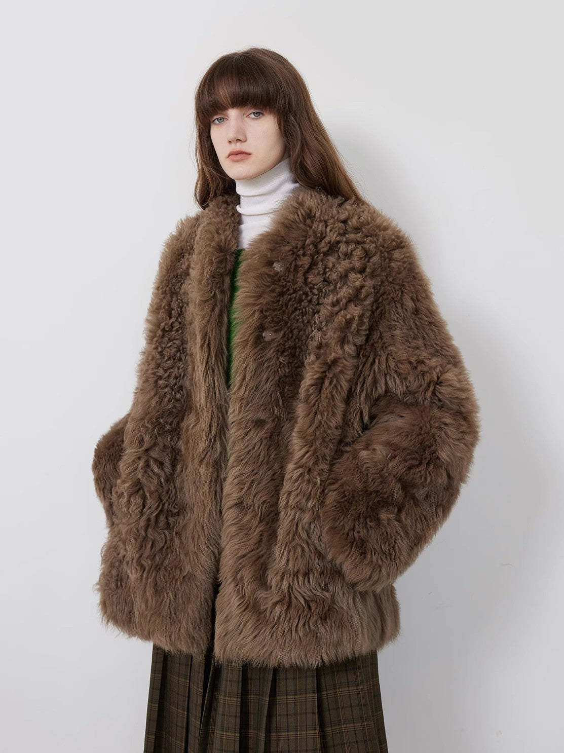 Sea of Love Accompaniment Casual Stand-Up Collar Tuscan Sheepskin PremiumStyle Co.,Limited