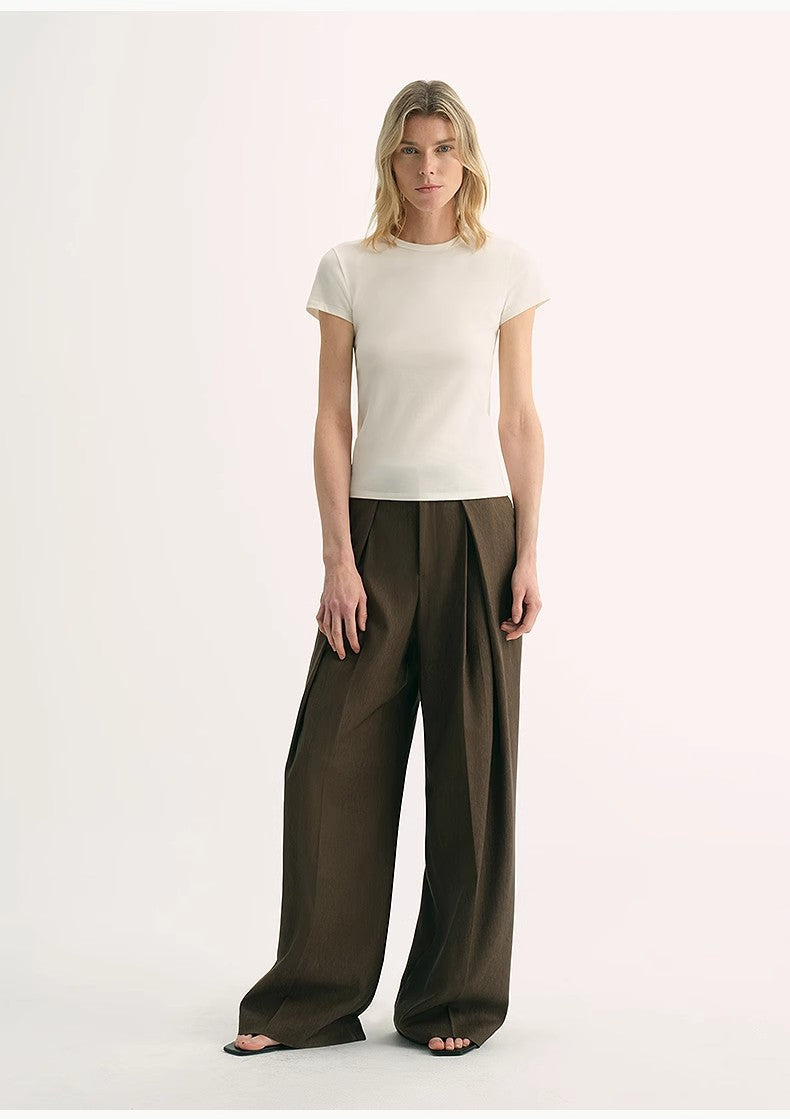 LINDIS Wool Mulberry Silk Classic Short-Sleeved Round Neck T-Shirt for Women PremiumStyle Co.,Limited