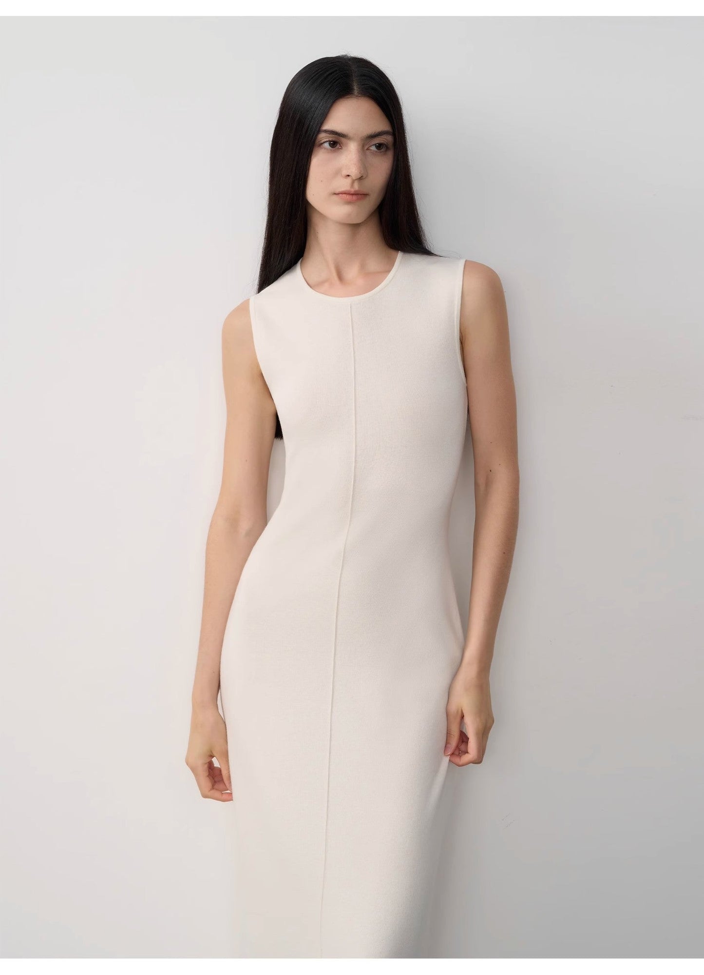 "Island Letters" Limited Edition Baslan Merino Wool Extra Long Sleeveless Lazy Knit Dress Fireladyfur Clothing