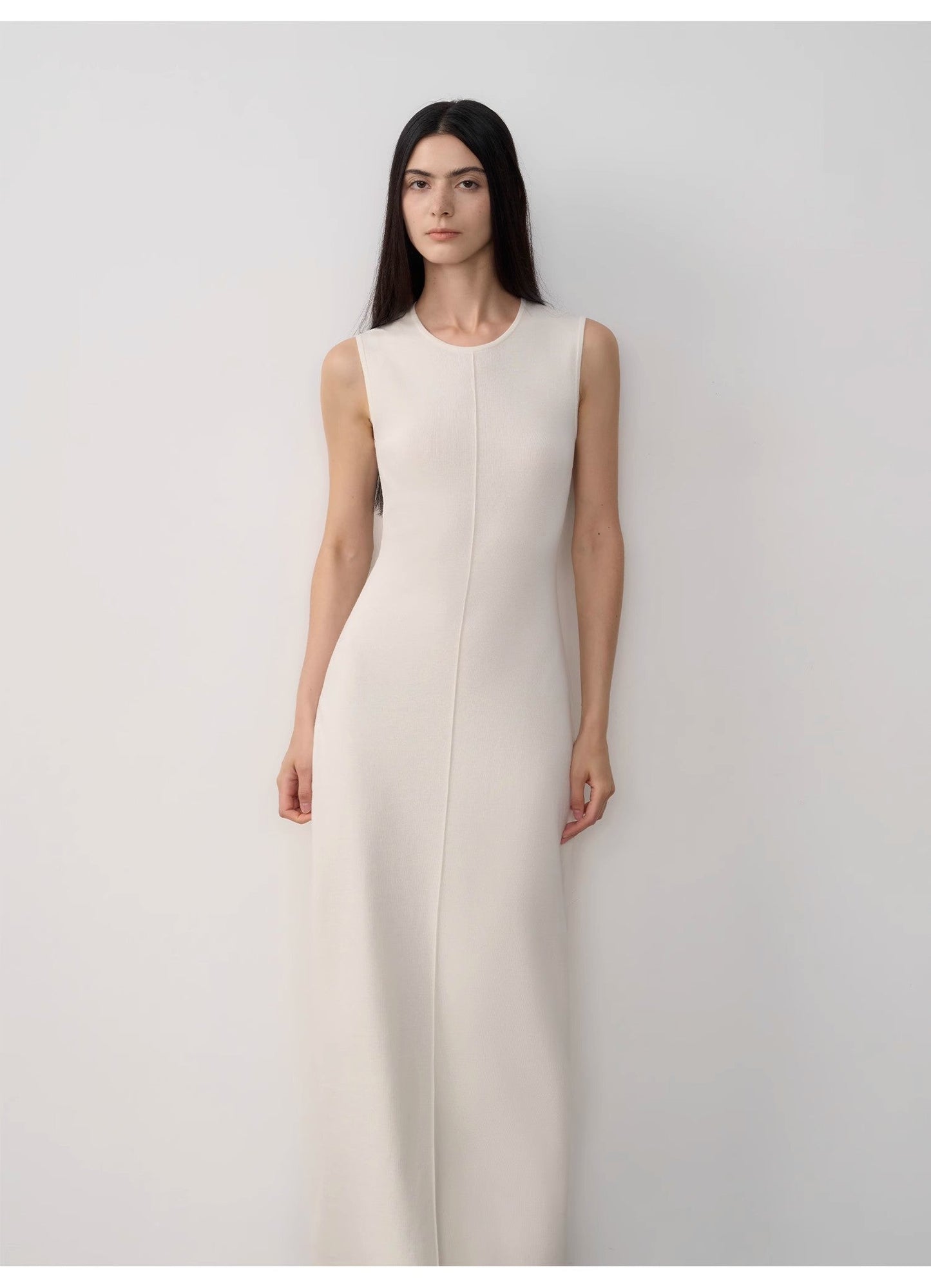 "Island Letters" Limited Edition Baslan Merino Wool Extra Long Sleeveless Lazy Knit Dress Fireladyfur Clothing