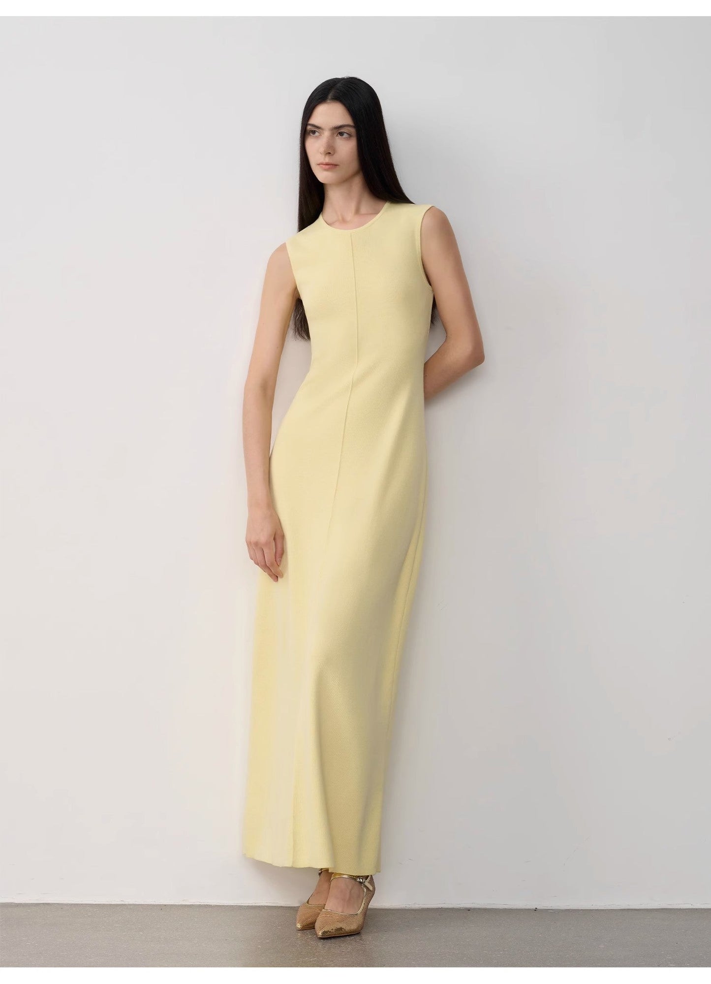 "Island Letters" Limited Edition Baslan Merino Wool Extra Long Sleeveless Lazy Knit Dress Fireladyfur Clothing