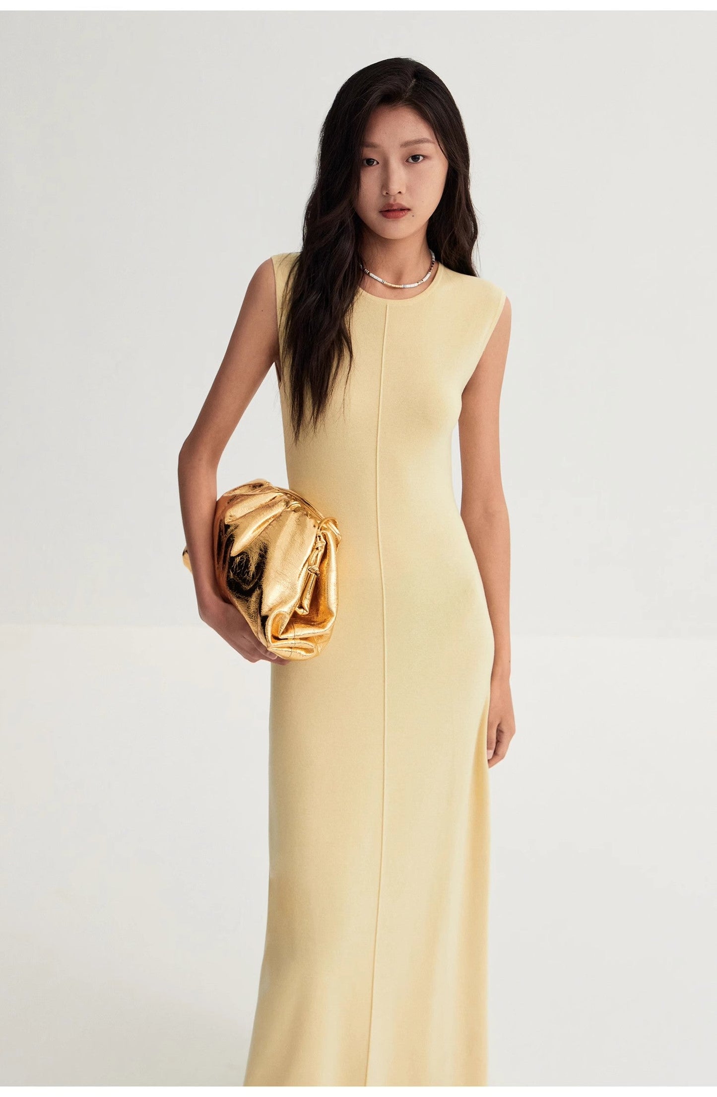 "Island Letters" Limited Edition Baslan Merino Wool Extra Long Sleeveless Lazy Knit Dress Fireladyfur Clothing