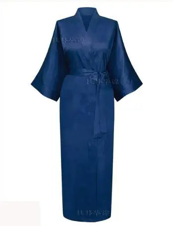 Women Silk Satin Long Wedding Bride Bridesmaid Robe Kimono Robe Feminino Bath Robe Large Size XXXL Peignoir Femme Sexy Bathrobe Les Cendres de Lune