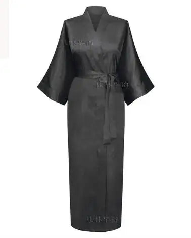 Women Silk Satin Long Wedding Bride Bridesmaid Robe Kimono Robe Feminino Bath Robe Large Size XXXL Peignoir Femme Sexy Bathrobe Les Cendres de Lune
