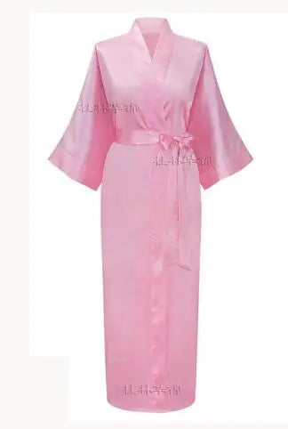 Women Silk Satin Long Wedding Bride Bridesmaid Robe Kimono Robe Feminino Bath Robe Large Size XXXL Peignoir Femme Sexy Bathrobe Les Cendres de Lune