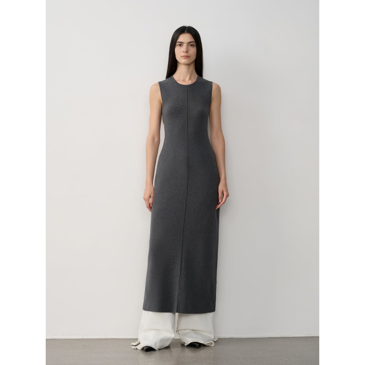 "Island Letters" Limited Edition Baslan Merino Wool Extra Long Sleeveless Lazy Knit Dress Fireladyfur Clothing