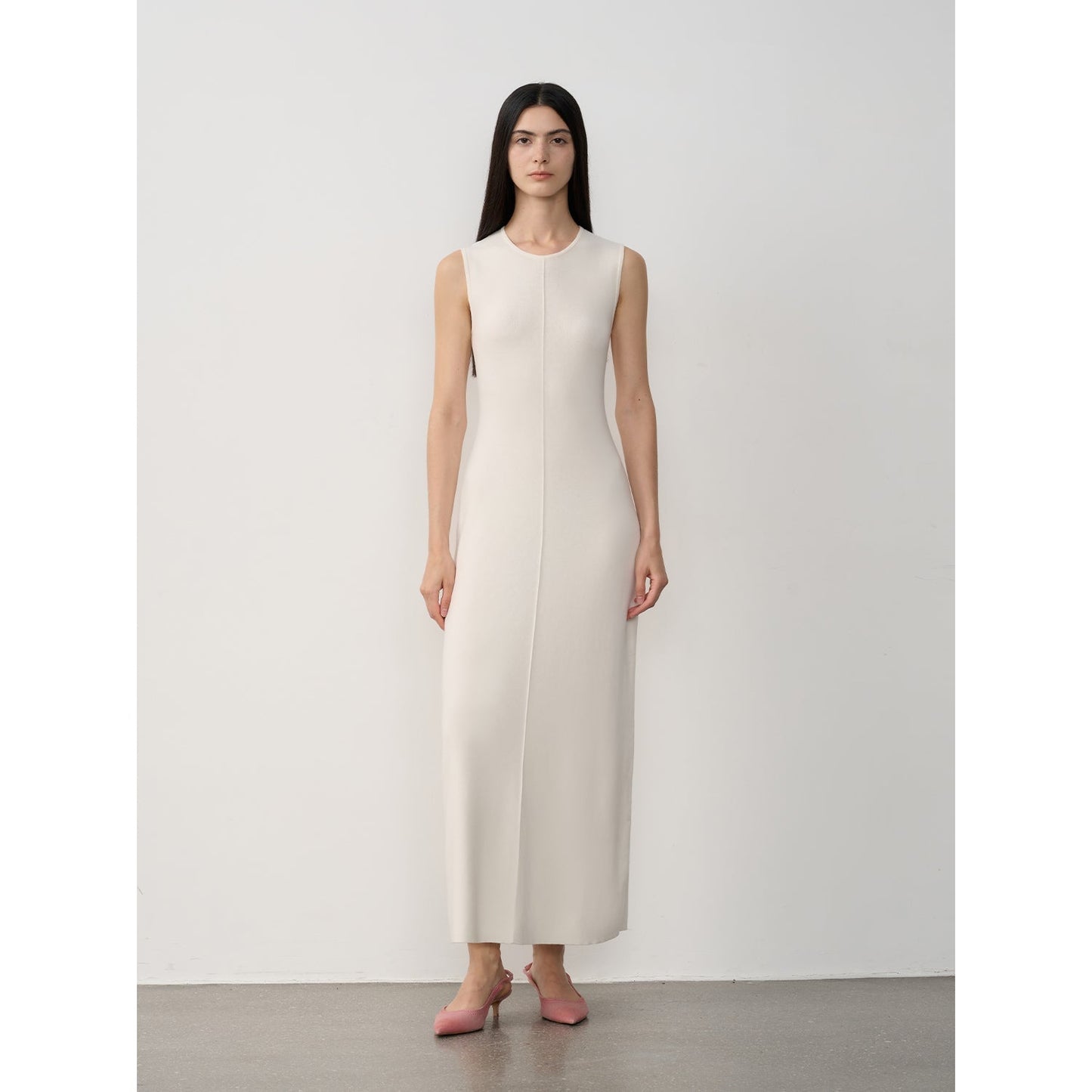 "Island Letters" Limited Edition Baslan Merino Wool Extra Long Sleeveless Lazy Knit Dress Fireladyfur Clothing