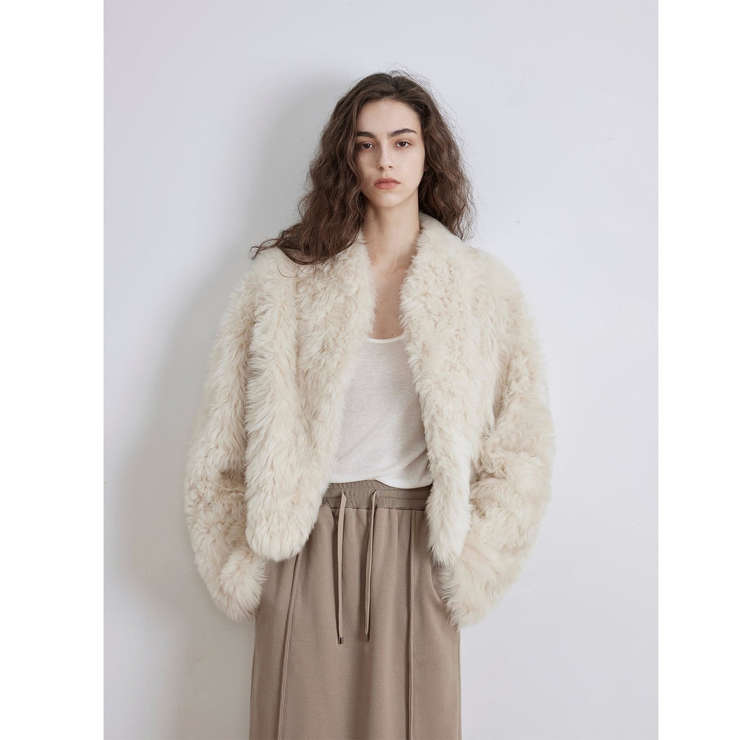 Sea of Love Accompaniment Casual Stand-Up Collar Tuscan Sheepskin PremiumStyle Co.,Limited