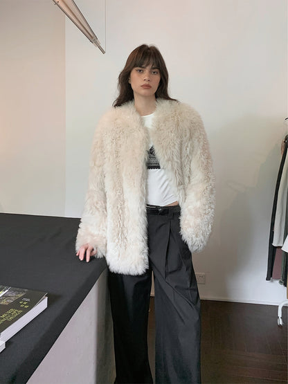 Sea of Love Accompaniment Casual Stand-Up Collar Tuscan Sheepskin PremiumStyle Co.,Limited