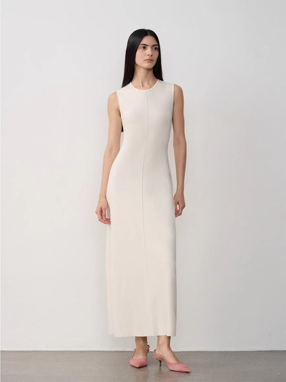 "Island Letters" Limited Edition Baslan Merino Wool Extra Long Sleeveless Lazy Knit Dress Fireladyfur Clothing