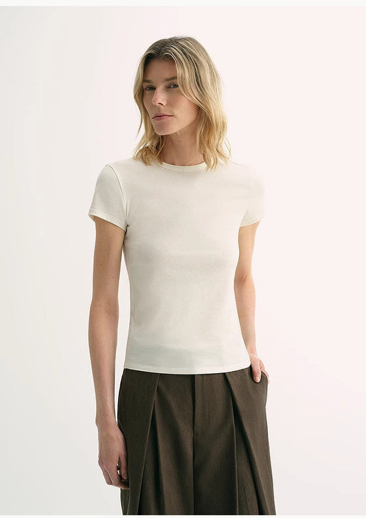 LINDIS Wool Mulberry Silk Classic Short-Sleeved Round Neck T-Shirt for Women PremiumStyle Co.,Limited