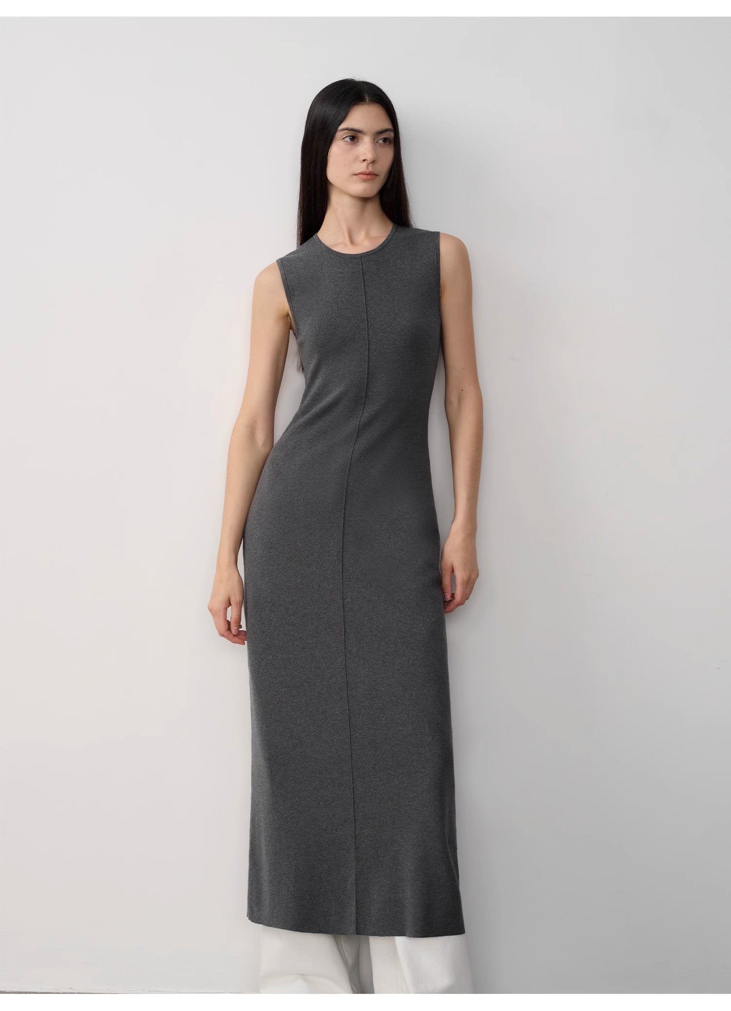 "Island Letters" Limited Edition Baslan Merino Wool Extra Long Sleeveless Lazy Knit Dress Fireladyfur Clothing