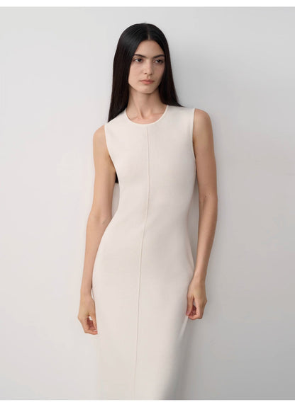 "Island Letters" Limited Edition Baslan Merino Wool Extra Long Sleeveless Lazy Knit Dress Fireladyfur Clothing