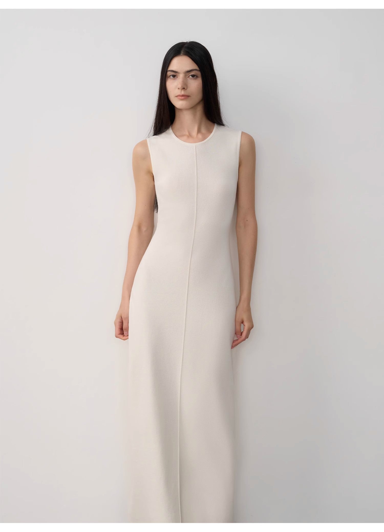 "Island Letters" Limited Edition Baslan Merino Wool Extra Long Sleeveless Lazy Knit Dress Fireladyfur Clothing
