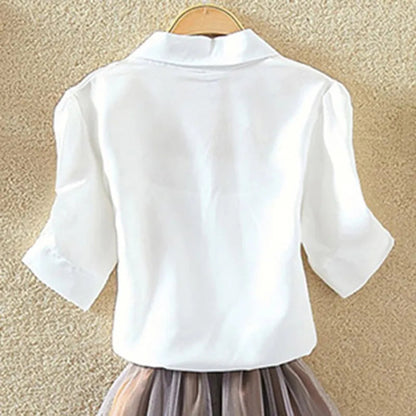 100% Cotton Womens Blouse Shirt White Summer Blouses Shirts Holiday Loose Short Sleeve Casual Tops and Blouses Women Blusas New Les Cendres de Lune