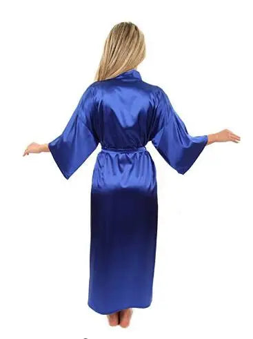 Women Silk Satin Long Wedding Bride Bridesmaid Robe Kimono Robe Feminino Bath Robe Large Size XXXL Peignoir Femme Sexy Bathrobe Les Cendres de Lune