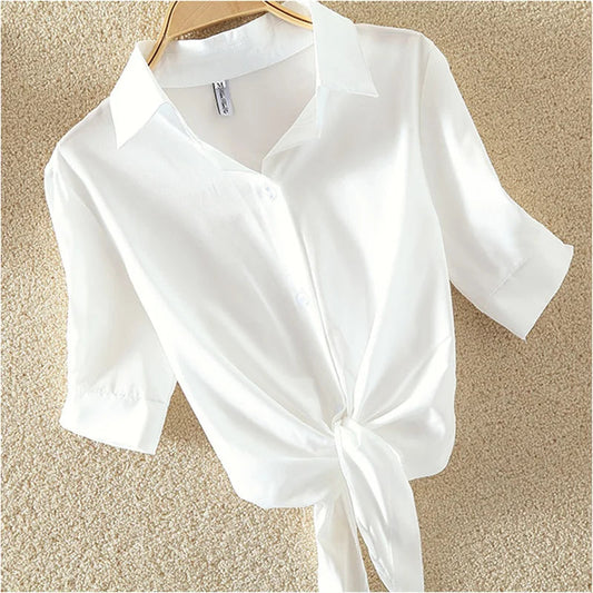 100% Cotton Womens Blouse Shirt White Summer Blouses Shirts Holiday Loose Short Sleeve Casual Tops and Blouses Women Blusas New Les Cendres de Lune
