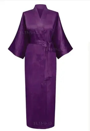 Women Silk Satin Long Wedding Bride Bridesmaid Robe Kimono Robe Feminino Bath Robe Large Size XXXL Peignoir Femme Sexy Bathrobe Les Cendres de Lune