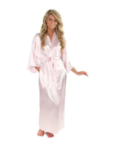 Women Silk Satin Long Wedding Bride Bridesmaid Robe Kimono Robe Feminino Bath Robe Large Size XXXL Peignoir Femme Sexy Bathrobe Les Cendres de Lune