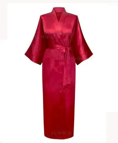 Women Silk Satin Long Wedding Bride Bridesmaid Robe Kimono Robe Feminino Bath Robe Large Size XXXL Peignoir Femme Sexy Bathrobe Les Cendres de Lune