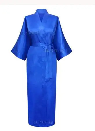 Women Silk Satin Long Wedding Bride Bridesmaid Robe Kimono Robe Feminino Bath Robe Large Size XXXL Peignoir Femme Sexy Bathrobe Les Cendres de Lune
