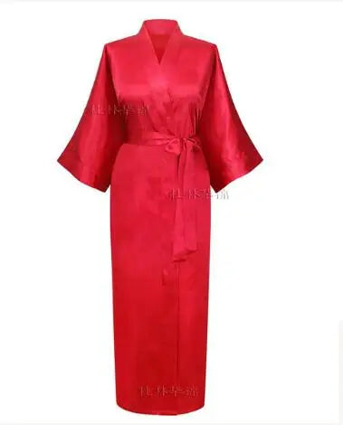 Women Silk Satin Long Wedding Bride Bridesmaid Robe Kimono Robe Feminino Bath Robe Large Size XXXL Peignoir Femme Sexy Bathrobe Les Cendres de Lune