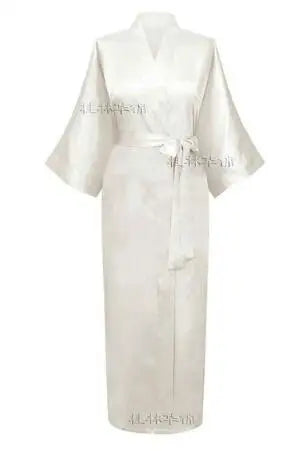 Women Silk Satin Long Wedding Bride Bridesmaid Robe Kimono Robe Feminino Bath Robe Large Size XXXL Peignoir Femme Sexy Bathrobe Les Cendres de Lune