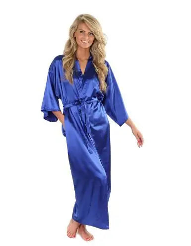 Women Silk Satin Long Wedding Bride Bridesmaid Robe Kimono Robe Feminino Bath Robe Large Size XXXL Peignoir Femme Sexy Bathrobe Les Cendres de Lune