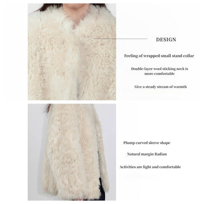 Sea of Love Accompaniment Casual Stand-Up Collar Tuscan Sheepskin PremiumStyle Co.,Limited