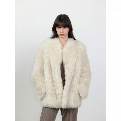 Sea of Love Accompaniment Casual Stand-Up Collar Tuscan Sheepskin PremiumStyle Co.,Limited